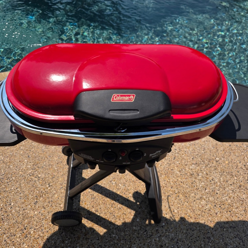 Coleman RoadTrip Portable Propane Grill Red Tailgating Camping BBQ 2-Burner